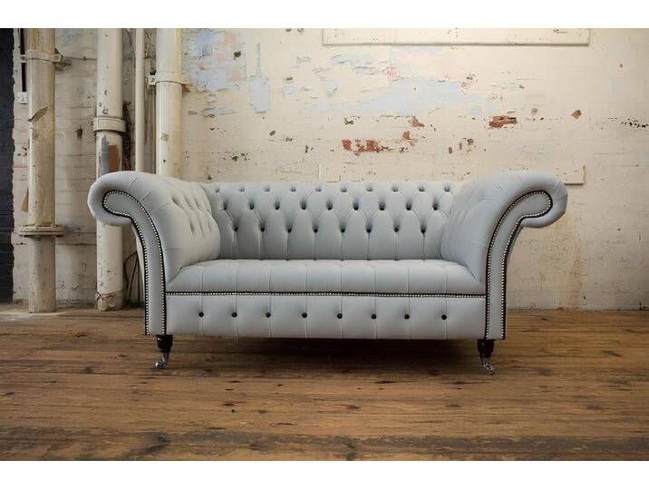Xlmoebel Chesterfield-Sofa Chesterfield Leder-Sitzmöbel Polstermöbel Designer Zweisitzer Sofas, Hergestellt in Europa, grau von OTTO