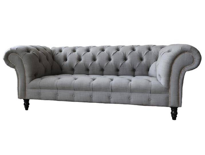 Xlmoebel Chesterfield-Sofa Design Sitzmöbel Ledersofa Luxus Textilsofas Set, Hergestellt in Europa, grau von OTTO