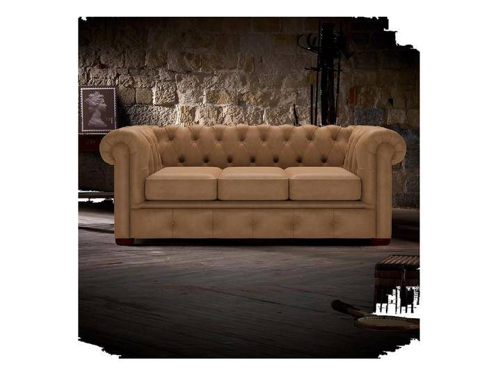 Xlmoebel Chesterfield-Sofa Dreisitzer Chesterfield Polstermöbel im antiken Stil aus Leder, Hergestellt in Europa, beige von OTTO
