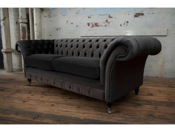 Xlmoebel Chesterfield-Sofa Dreisitzer Chesterfield-Sofa in braunem Leder, Hergestellt in Europa, braun von OTTO
