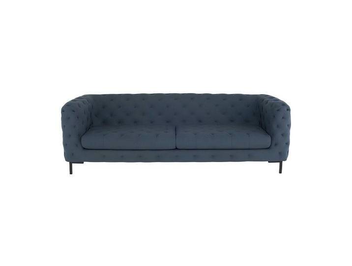 Xlmoebel Chesterfield-Sofa Dreisitzer Chesterfield-Sofa mit Polsterung aus Stoff und Leder, Hergestellt in Europa, blau von OTTO