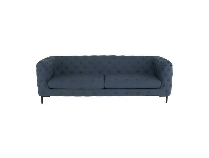 Xlmoebel Chesterfield-Sofa Dreisitzer Chesterfield-Sofa mit Polsterung aus Stoff und Leder, Hergestellt in Europa, blau von OTTO