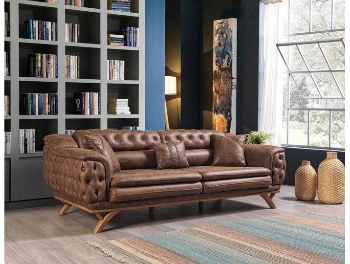 Xlmoebel Chesterfield-Sofa Dreisitzer Chesterfield Stoffsofa Polstermöbel Kunstleder-Couch, Hergestellt in Europa, braun Xlmoebel Chesterfield-Sofa Dreisitzer Chesterfield Stoffsofa Polstermöbel Kunstleder-Couch, Hergestellt in Europa, braun von OTTO