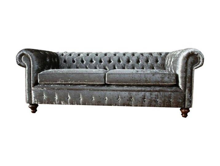 Xlmoebel Chesterfield-Sofa Dreisitzer Sofa 3-Sitzer Chesterfield Couch Polster, Hergestellt in Europa, grau, Premium Kunstleder von OTTO