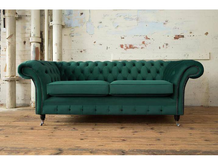 Xlmoebel Chesterfield-Sofa Dreisitzer-Sofa Chesterfield Polsterung Sitzgruppe aus Leder und Stoff, Hergestellt in Europa von OTTO