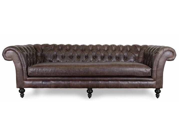 Xlmoebel Chesterfield-Sofa Großes XXL-Sofa Chesterfield 240cm Ledercouch Vintage 4-Sitzer, Hergestellt in Europa, braun von OTTO