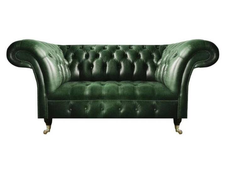 Xlmoebel Chesterfield-Sofa Hochwertiges Zweisitzer-Sofa in Grün aus Leder im Chesterfield-Design, Hergestellt in Europa, grün von OTTO
