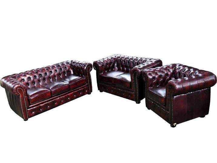 Xlmoebel Chesterfield-Sofa Ledersofa Garnitur Chesterfield Sitzmöbel Set Couch 3-Sitzer 2-Sitzer, Hergestellt in Europa, braun von OTTO