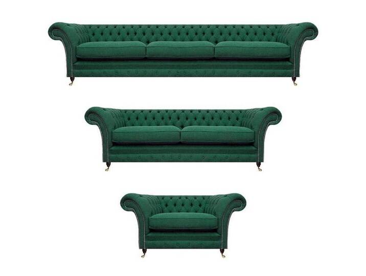 Xlmoebel Chesterfield-Sofa Luxuriöses 3-teiliges Chesterfield-Polstermöbel-Ensemble für das, Hergestellt in Europa, grün von OTTO