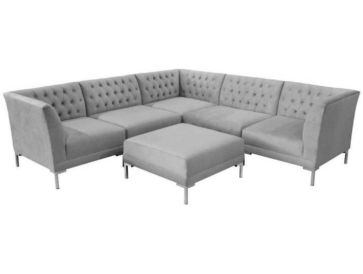 Xlmoebel Chesterfield-Sofa Luxus Chesterfield Ecksofa Grau Textil Hocker Big Neu Möbel, Hergestellt in Europa, grau von OTTO