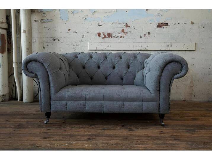 Xlmoebel Chesterfield-Sofa Neues Designer-Zweisitzer-Sofa Chesterfield aus Leder mit Polsterung, Hergestellt in Europa, grau von OTTO