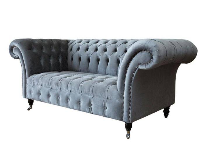 Xlmoebel Chesterfield-Sofa Neues Zweisitzer-Sofa im klassischen Chesterfield-Stil aus Leder oder, 1 Teile, Hergestellt in Europa, grau von OTTO