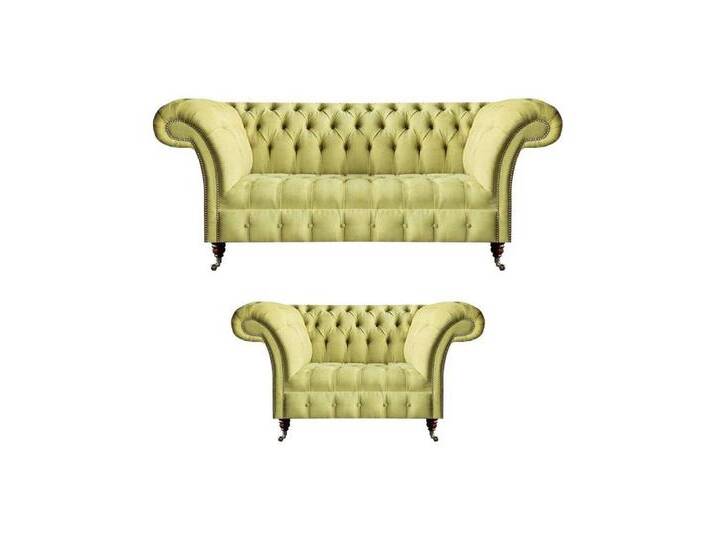 Xlmoebel Chesterfield-Sofa Neues gelbes Chesterfield-Sitzmöbel-Set mit Sofa für drei Personen und, Hergestellt in Europa, gelb Xlmoebel Chesterfield-Sofa Neues gelbes Chesterfield-Sitzmöbel-Set mit Sofa für drei Personen und, Hergestellt in Europa, gelb von OTTO