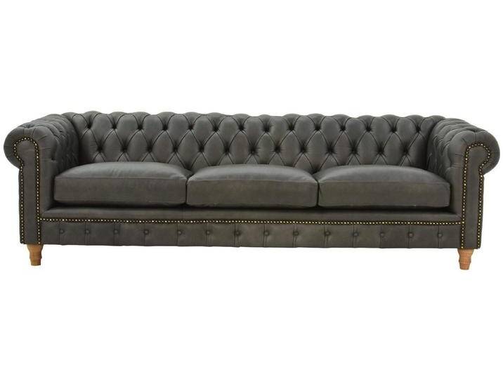 Xlmoebel Chesterfield-Sofa Neuheit: Dreisitzer Chesterfield Polster Sofa aus hochwertigem Leder, Hergestellt in Europa, grau von OTTO