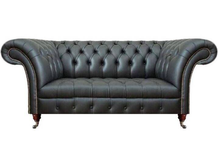 Xlmoebel Chesterfield-Sofa Schwarzes Zweisitzer-Sofa aus Leder Chesterfield-Polstermöbel, Hergestellt in Europa, schwarz von OTTO