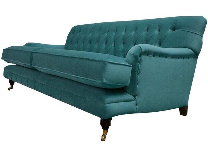 Xlmoebel Chesterfield-Sofa Textil Sofa Couch Polster 3-Sitzer Chesterfield Garnitur Dreisitzer, Hergestellt in Europa, blau, Premium Kunstleder von OTTO