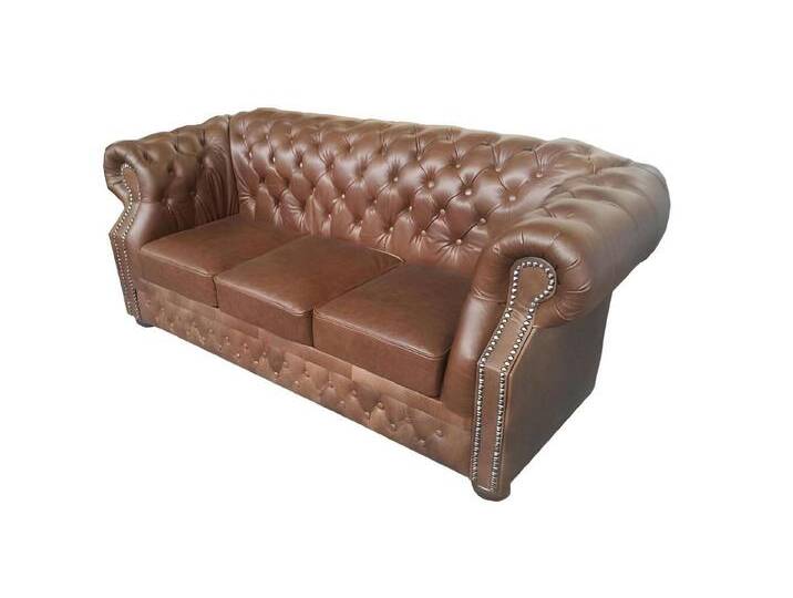 Xlmoebel Chesterfield-Sofa Vintage Echtleder Sofa Polster Ledercouch Couchgarnitur, Hergestellt in Europa, braun von OTTO