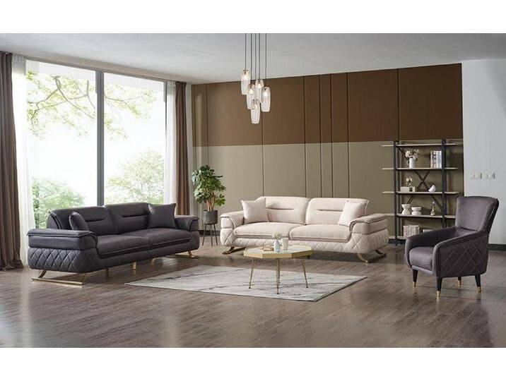 Xlmoebel Chesterfield-Sofa Wohnzimmer-Sitzgruppe mit Polstermöbeln, 3-Sitzer-Sofa, 2-Sitzer-Sofa, Hergestellt in Europa, grau von OTTO