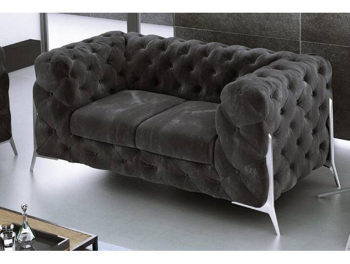 Xlmoebel Chesterfield-Sofa Zweisitzer Chesterfield-Sofa mit Polsterung aus Stoff oder Leder, Hergestellt in Europa, schwarz von OTTO