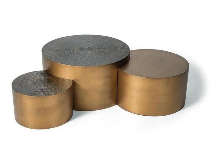 Xlmoebel Couchtisch Exklusives Goldtisch-Sofatisch-Set 3er Pack Modernes Wohnzimmer Rund (3x Couchtisch), Hergestellt in Europa von OTTO
