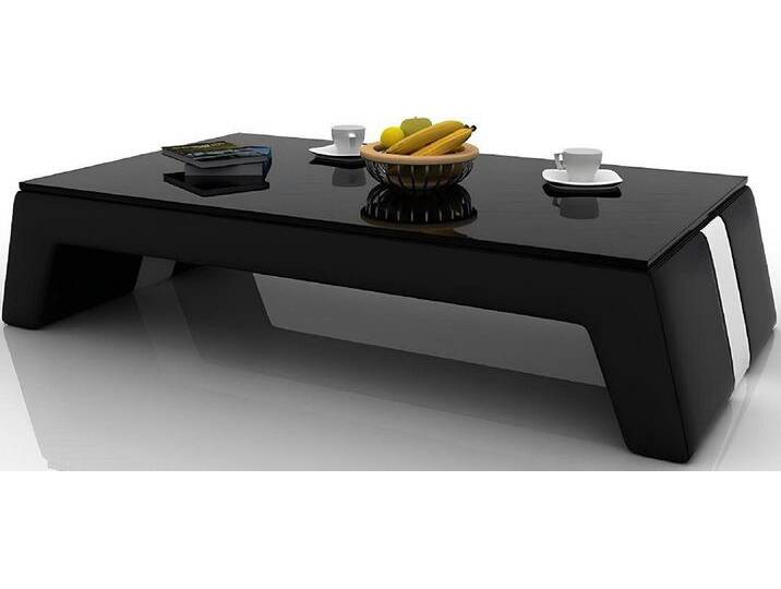 Xlmoebel Couchtisch Moderne Glastisch mit Lederoberfläche für das Wohnzimmer (Couchtisch), Hergestellt in Europa, schwarz, Schwarz/Weiß von OTTO