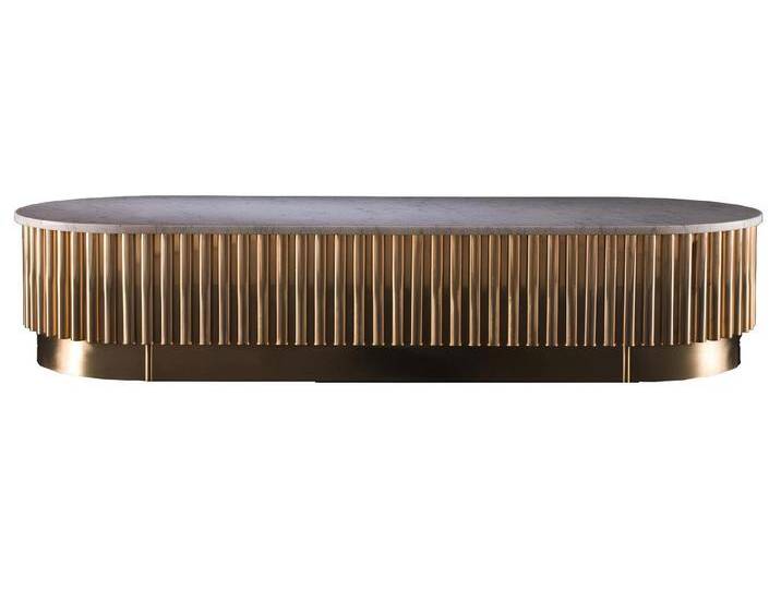Xlmoebel Couchtisch Wohnzimmertisch Luxus Designer - Marmor Metall Couchtisch Nachttisch (1-St., Couchtisch), Hergestellt in Europa, goldfarben von OTTO