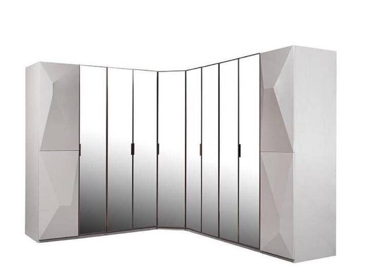 Xlmoebel Eckkleiderschrank Eck-Kleiderschrank aus luxuriösem Design für das moderne Schlafzimmer (Eskschrank) Hergestellt in Europa, grau von OTTO