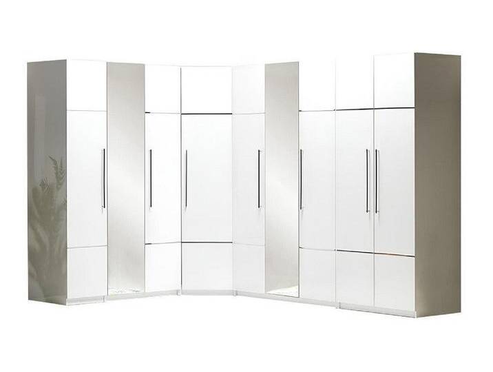 Xlmoebel Eckkleiderschrank Eleganter Eck-Kleiderschrank mit luxuriösem Design in Weiß aus Holz (Kleiderschrank) Hergestellt in Europa, weiß, Variant A von OTTO