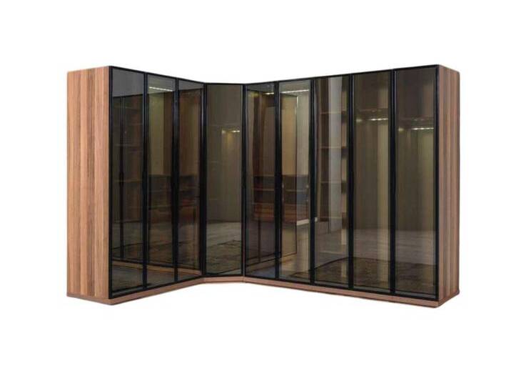 Xlmoebel Eckkleiderschrank Gehbarer Schrank mit Glasfronten - Schränke im Loft-Design (Kleiderschrank) Hergestellt in Europa, braun von OTTO