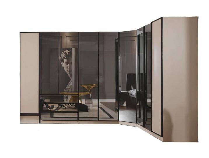 Xlmoebel Eckkleiderschrank Luxuriöser beiger Glas-Kleiderschrank für modernes Schlafzimmer (1-St., KLEIDERSCHRANK L form) Hergestellt in Europa, beige von OTTO