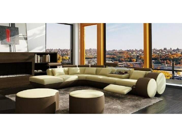 Xlmoebel Ecksofa LEDERSOFA XXL ECKSOFA WOHNLANDSCHAFT mit USB NEU LEDERCOUCH SET SOFA, Hergestellt in Europa, braun, Variante - A, Weiß/Braun von OTTO