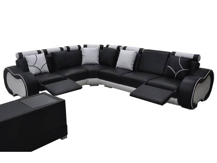 Xlmoebel Ecksofa Leder-Ecksofa mit USB-Anschluss, moderne XXL-Wohnlandschaft in L-Form, Hergestellt in Europa, schwarz, Variante B von OTTO