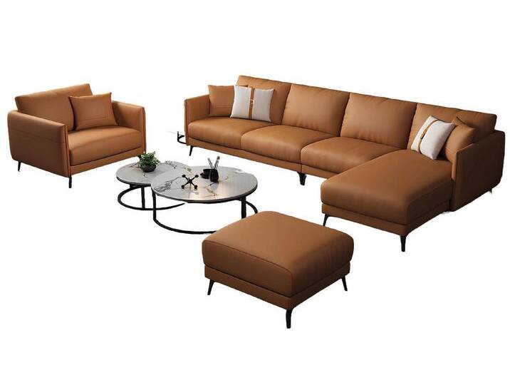 Xlmoebel Ecksofa Ledersofa Set mit Ecksofa und Sessel, modernes Design Wohnlandschaft, Hergestellt in Europa, braun, Variante - A von OTTO