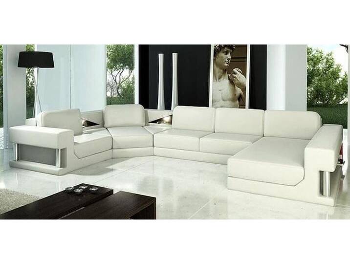 Xlmoebel Wohnlandschaft Ledersofa mit USB-Anschluss in modernem Design für das Wohnzimmer, Hergestellt in Europa, weiß, Weiß von OTTO
