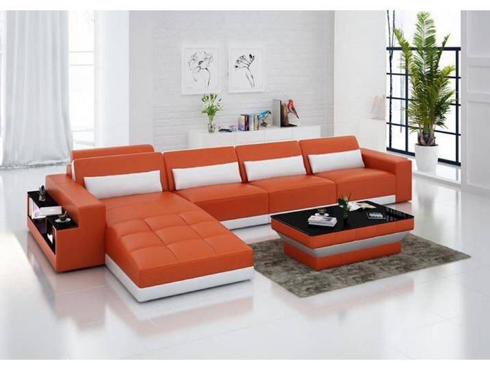 Xlmoebel Ecksofa Ledersofa mit USB-Anschluss und modernem Design für Wohnzimmer, Hergestellt in Europa, orange, Variante B, Orange/Weiß Xlmoebel Ecksofa Ledersofa mit USB-Anschluss und modernem Design für Wohnzimmer, Hergestellt in Europa, orange, Variante B, Orange/Weiß von OTTO