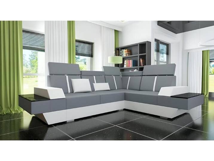 Xlmoebel Ecksofa Ledersofa mit USB-Funktion – Eckcouch mit elegantem Design, Hergestellt in Europa, grau, Variante A, Grau/Weiß von OTTO