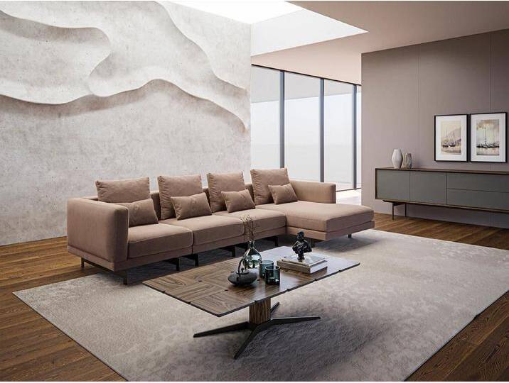 Xlmoebel Ecksofa Luxuriöses Ecksofa in L-Form mit Designer-Einrichtung in Beigetönen, Hergestellt in Europa, beige, Variante A von OTTO