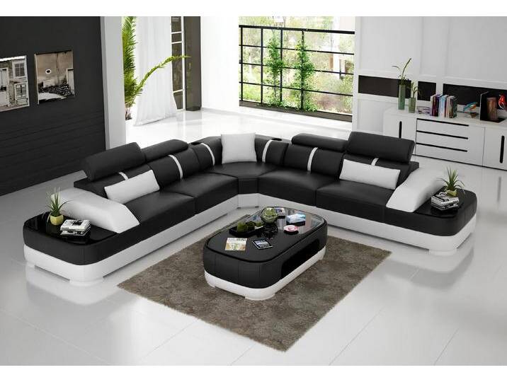 Xlmoebel Ecksofa Moderne Leder-Eckcouch für das Wohnzimmer in L-Form mit stilvollem, Hergestellt in Europa, schwarz von OTTO