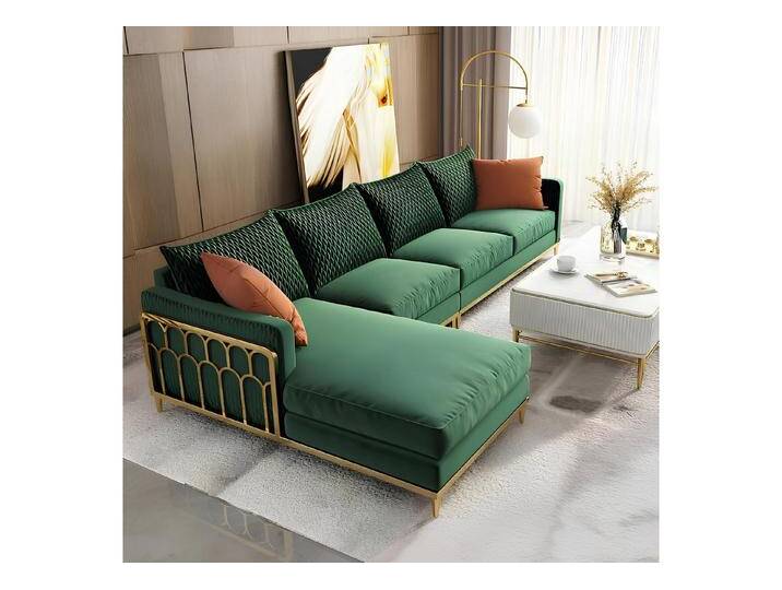 Xlmoebel Ecksofa Moderne Wohnlandschaft in L-Form mit Stoffbezug und Metallfüßen, Hergestellt in Europa, grün, Variante B von OTTO