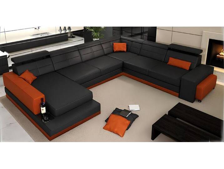 Xlmoebel Ecksofa Modernes Ecksofa Ledercouch Wohnlandschaft Eckgarnitur Design Sofa, Hergestellt in Europa von OTTO