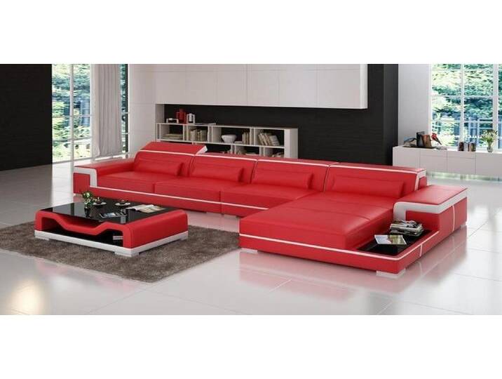 Xlmoebel Ecksofa Modernes Ecksofa aus Leder mit USB-Anschluss für das Wohnzimmer, Hergestellt in Europa, rot, Rot Xlmoebel Ecksofa Modernes Ecksofa aus Leder mit USB-Anschluss für das Wohnzimmer, Hergestellt in Europa, rot, Rot von OTTO