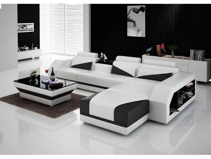 Xlmoebel Ecksofa Modernes Ledersofa Eckcouch Wohnlandschaft Eckgarnitur Design-Sofa, Hergestellt in Europa, weiß von OTTO
