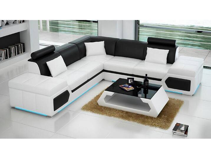Xlmoebel Ecksofa Modernes Ledersofa in L-Form mit Ecksofa und USB-Anschluss, Hergestellt in Europa, schwarz von OTTO