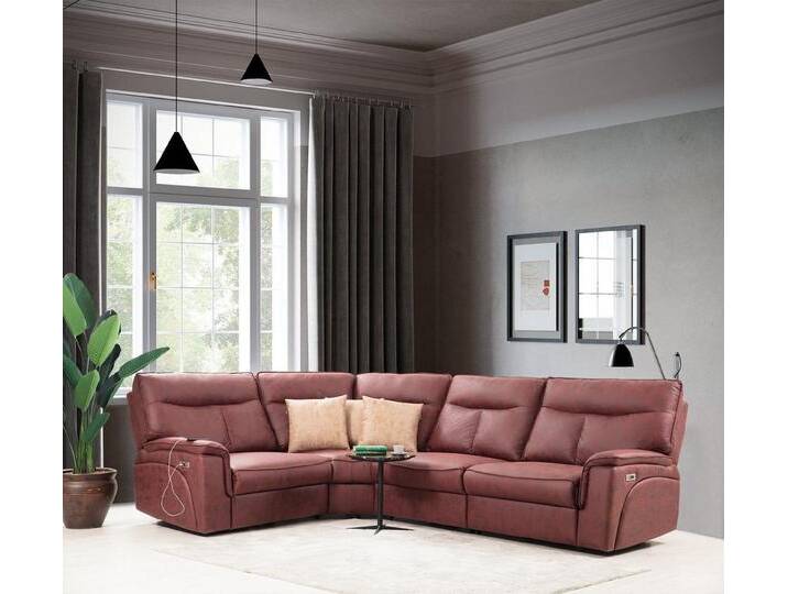 Xlmoebel Ecksofa Modernes rotes Ecksofa in L-Form mit luxuriösem Design für das, Hergestellt in Europa, rot, Variante B von OTTO