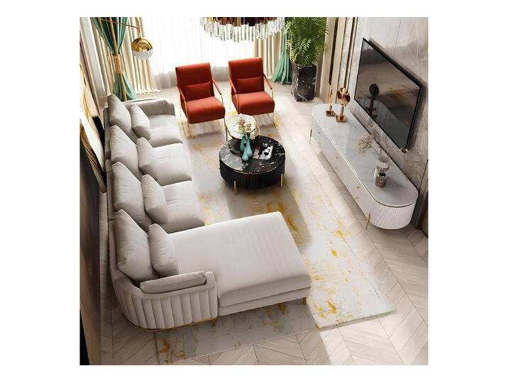 Xlmoebel Ecksofa Neu Moderne Eckcouch in L-Form aus Stoff für Wohnzimmer - Design, Hergestellt in Europa, weiß, Variante B von OTTO