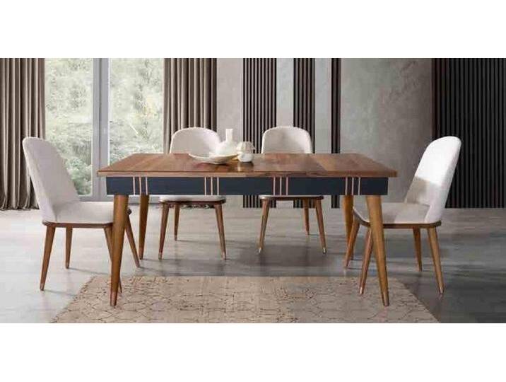 Xlmoebel Essgruppe Esszimmer Garnitur Esstisch Stuhl Set 5tlg. Textil Holz Lehn Stühle, (5-tlg., 1x Esstisch/ 4x Stühle), Hergestellt in Europa, braun von OTTO