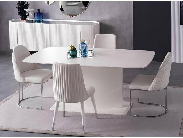 Xlmoebel Essgruppe Esszimmer-Set mit Esstisch und gepolsterten Stühlen in Weiß, (5tlg. Esszimmer Set(Esstisch + 4x Stühle), Hergestellt in Europa von OTTO