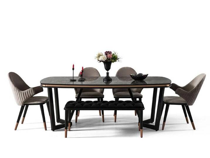 Xlmoebel Essgruppe Exklusives Speisezimmer-Ensemble mit Esstisch und 4 Stühlen - Neuheit, (5tlg.Esszimmer Set (Esstisch+4x Stühle) von OTTO