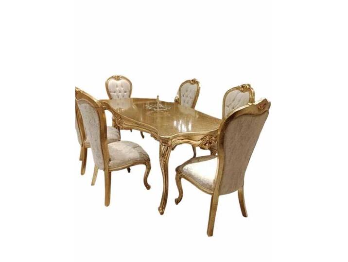 Xlmoebel Essgruppe Gestaltete Esszimmer Set Tisch + 6x Stühle Traditioneller Holztisch, (7-tlg., Esstisch / 6x Stühle), Hergestellt in Europa von OTTO