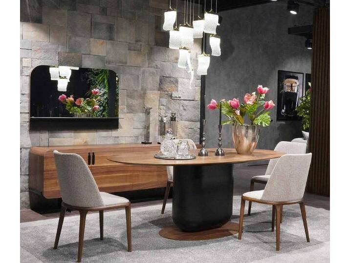 Xlmoebel Essgruppe Komplettes Esszimmer-Set mit Esstisch und Stühlen aus Holz, (5-tlg., Esstisch + 4x Stühle), Hergestellt in Europa, braun schwarz von OTTO
